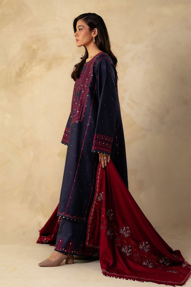 ZARA SHAH JAHAN - 3PC DHANAK EMBROIDERED MM-80B