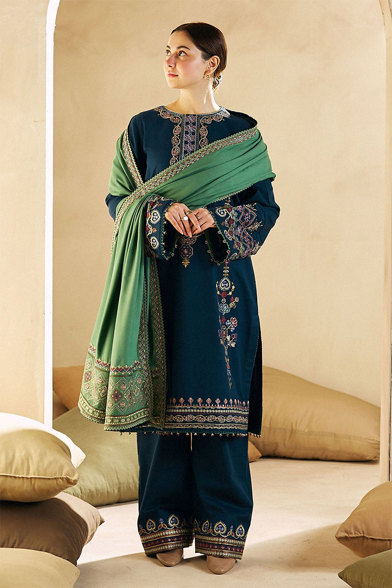 ZARA SHAHJAHAN - 3PC DHANAK EMBROIDERED MM-77